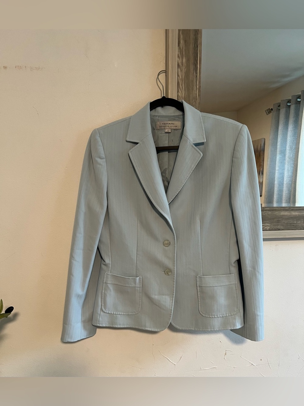 Tahari Pale Blue Women's Two-Button Tailored Blazer